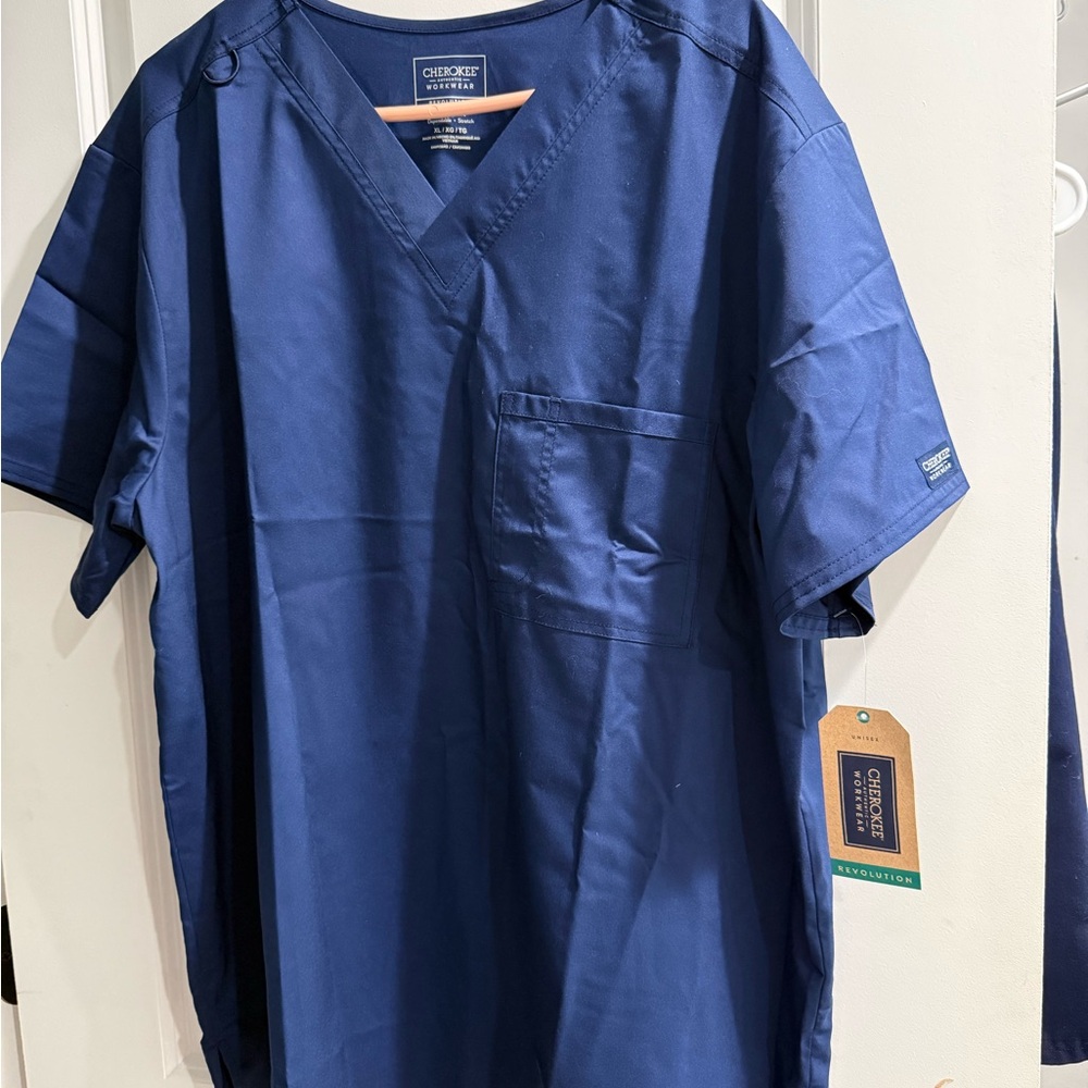 Cherokee Navy Blue V-Neck Scrub Top